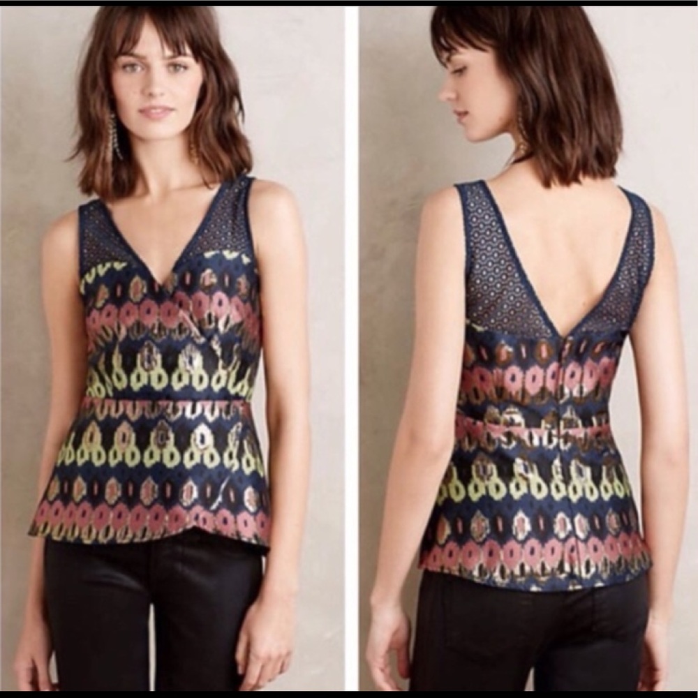 HD in Paris Peplum Jaquard Tank Anthropologie